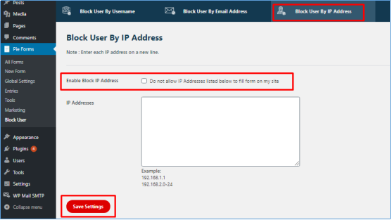 Block User By IP Address