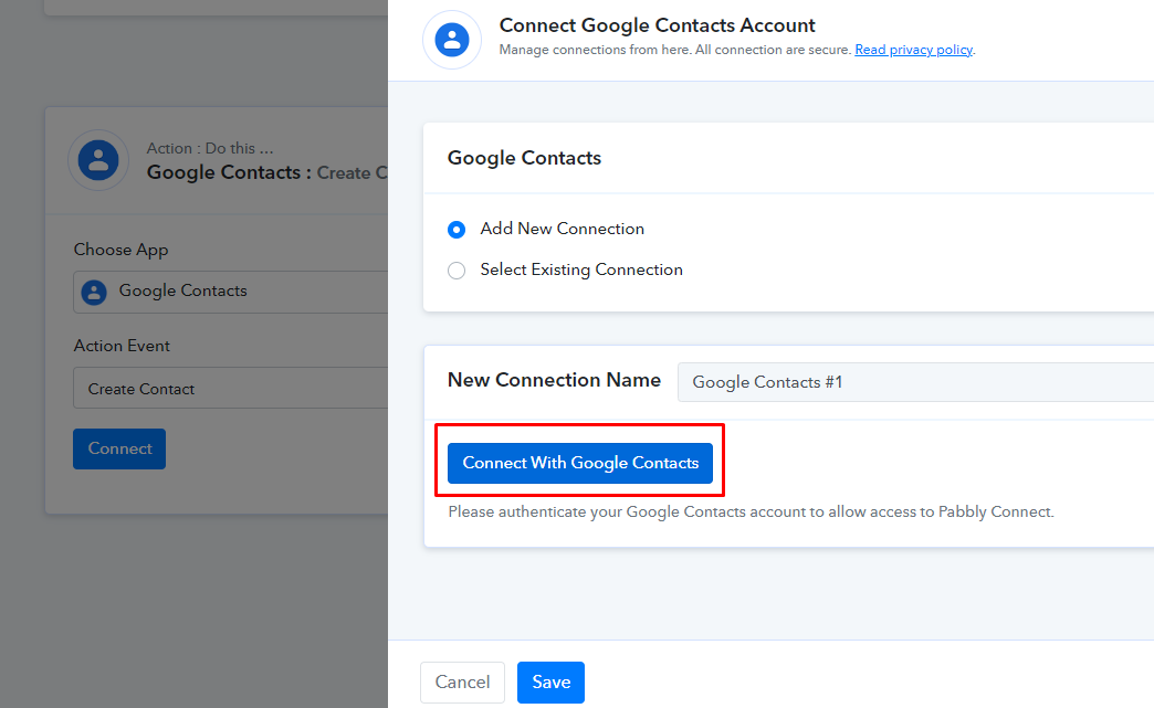 connect with google contacts