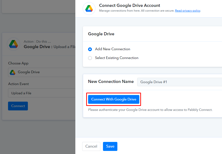 connect with google drive