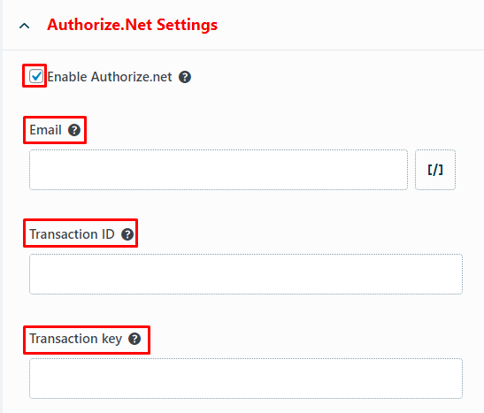 Tick the box to enable authorize.net.